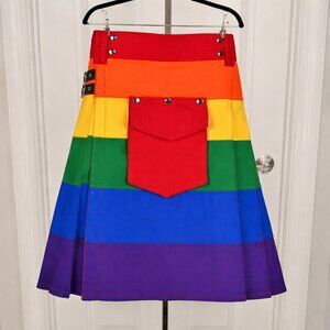 Men’s Hybrid Rainbow Utility Kilt Cargo Removable Pockets Pride